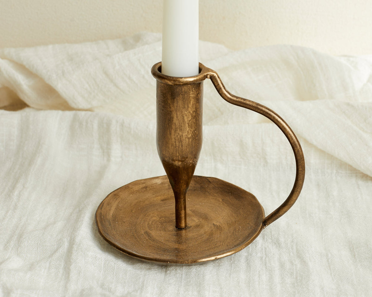 Doré Gold Candle Holder – Antique Iron Vintage Candlestick-0