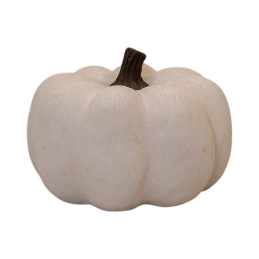 Cotton White Large Ceramic Pumpkin Ornament-0