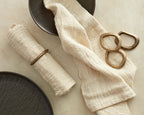 Moss Brass Napkin Rings - Set of 4 Gold Irregular Shape Table Decor-1