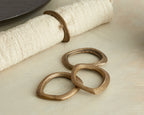 Moss Brass Napkin Rings - Set of 4 Gold Irregular Shape Table Decor-2