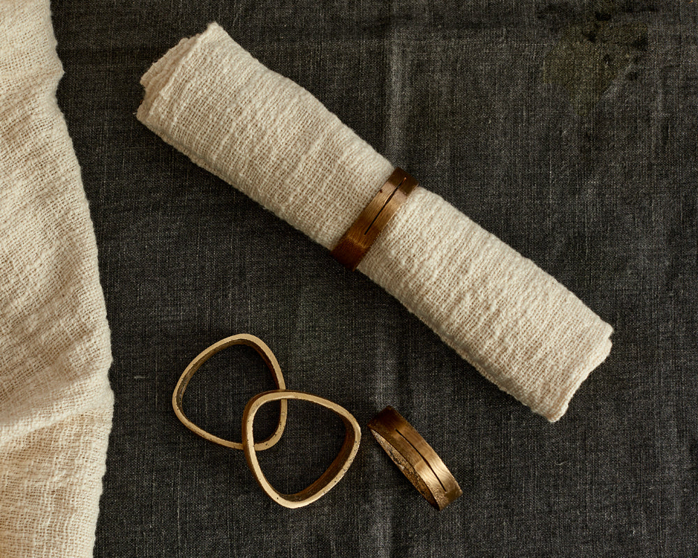 Tyra Brass Napkin Rings - Set of 4 Gold Table Decor-1