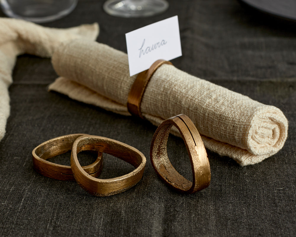 Tyra Brass Napkin Rings - Set of 4 Gold Table Decor-0