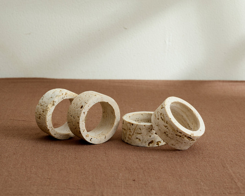 Hana Travertine Napkins Rings Set of 4-2