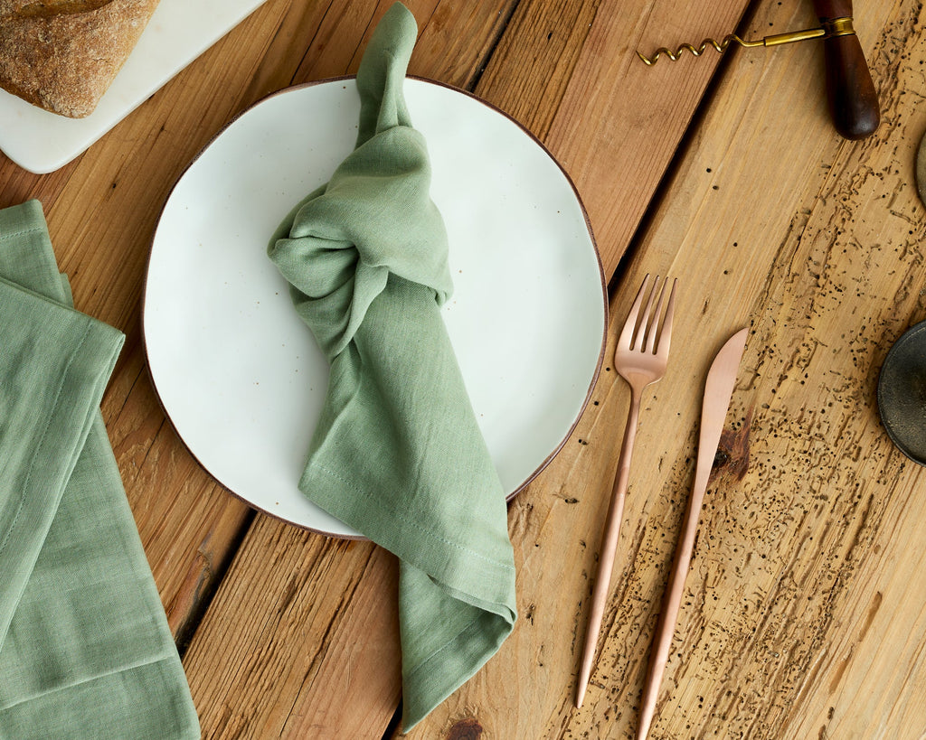 Ona Sage Green Cotton Napkins – Set of 4 Muslin Table Napkins-2