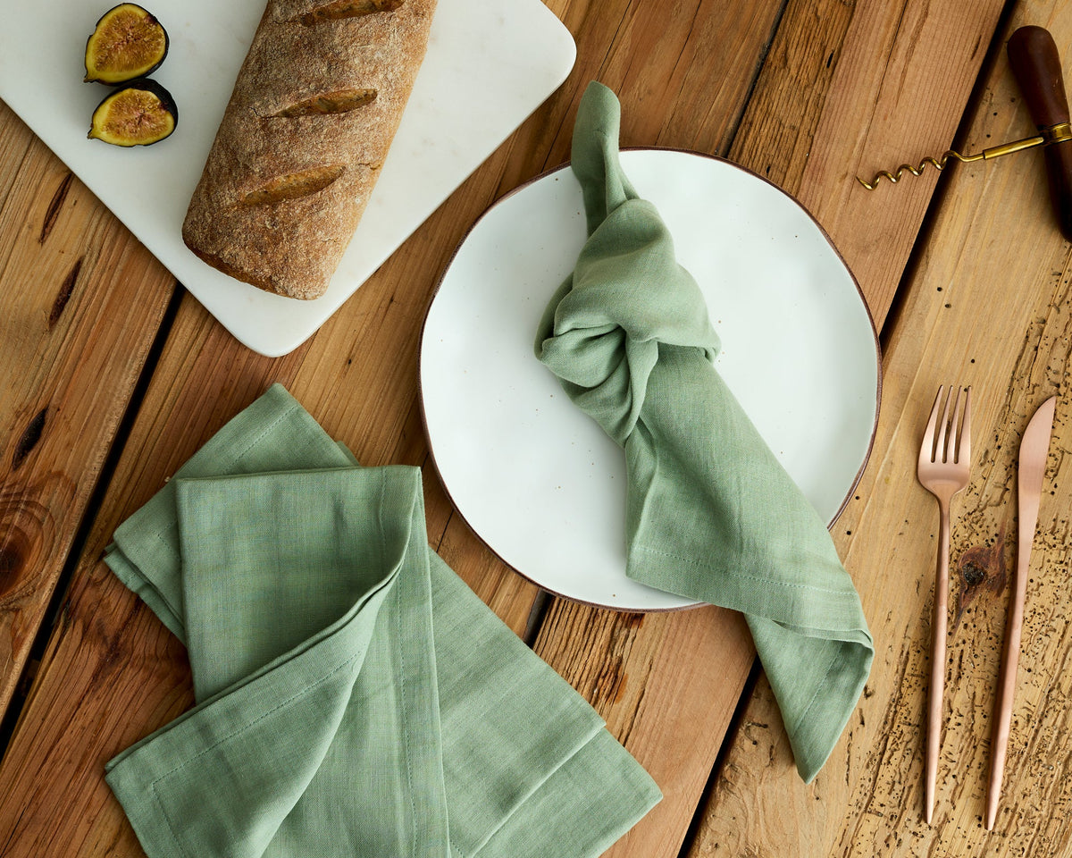 Ona Sage Green Cotton Napkins – Set of 4 Muslin Table Napkins-0