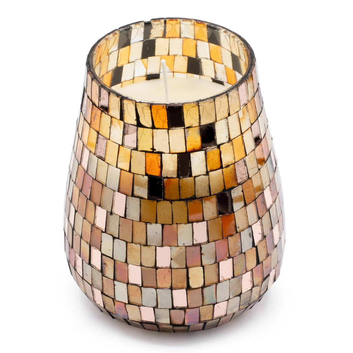 Tall Amber Mosaic Glass Jar Candle-0