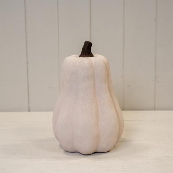 Cotton White Tall Ceramic Pumpkin Ornament in Small-1
