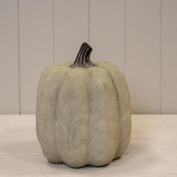 Large Dusty Green Ceramic Pumpkin Ornament-1