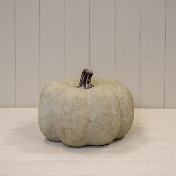 Dusty Green Large Ceramic Pumpkin Ornament-1