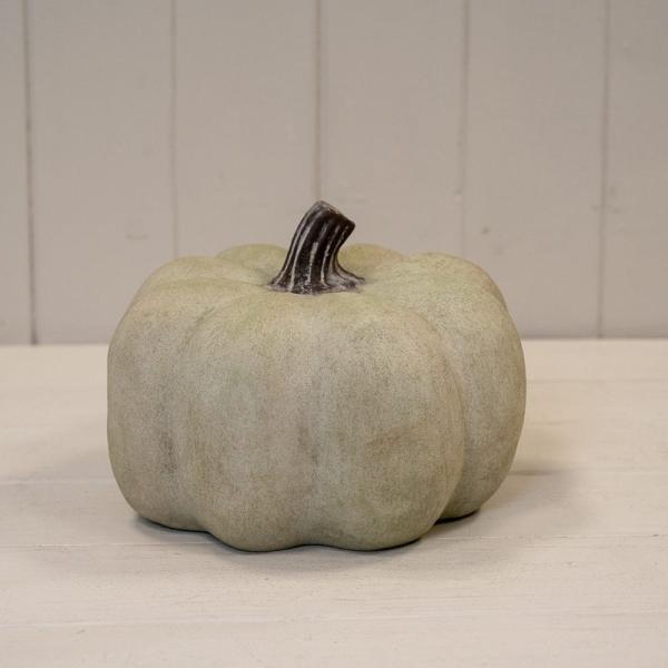 Dusty Green Medium Ceramic Pumpkin Ornament-1