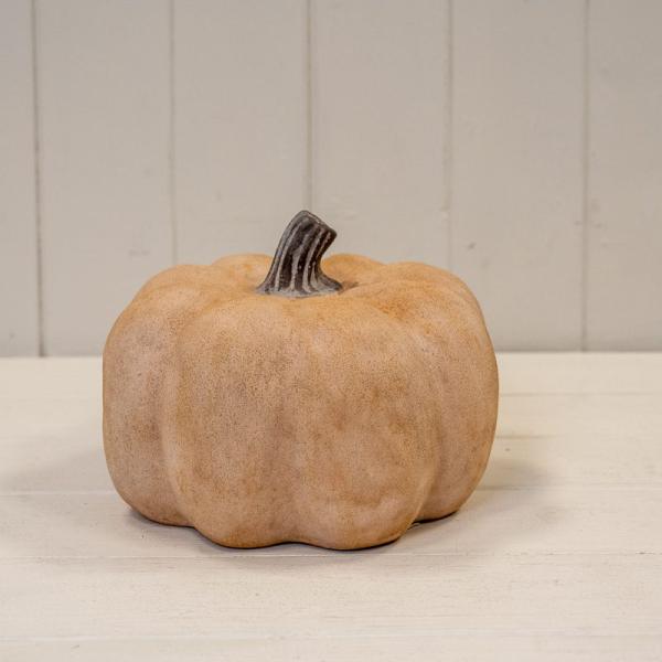 Pale Orange Medium Ceramic Pumpkin Ornament-1