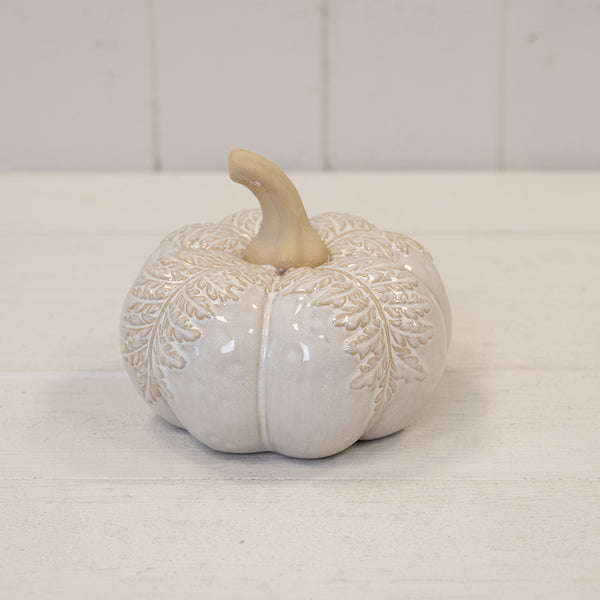 Large Natural Glazed Pumpkin with Oversized Leaves-1